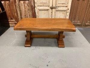 Vintage French Country Oak Trestle Coffee Table - Image 2